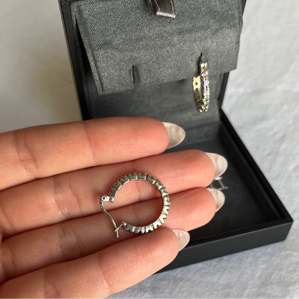 Sterling Silver Rainbow Hoops View 4